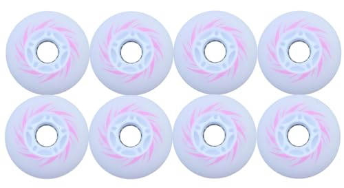 JCCHT Färgglada lysande inlineshjul 80 mm 76 mm 72 mm 8-pack LED-blinkande rullskridskohjul 90A PU-material för inomhus-/utomhusersättning,Pink,72mm