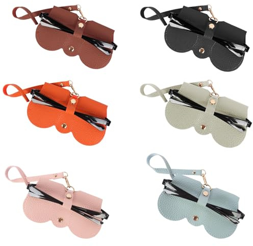 OYUUJII Étui à Lunettes Portable,6 Pièces Etui Lunettes Souple,Sac à Lunettes de Soleil en Cuir Souple Pochette à Lunette de Soleil pour Femme Hommes pour Transporter Vos Lunette Lorsque Vous Sortez