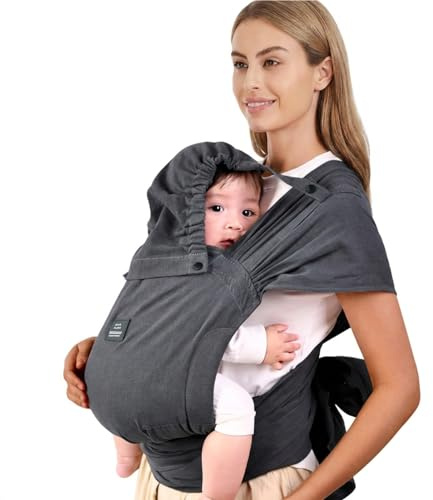 Bebamour Portabebés para recién nacidos, talla única, fácil de llevar, gris
