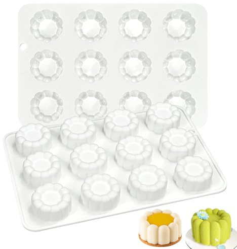 Molde de silicona para postres, 12 cavidades, molde de chocolate, molde de silicona para pudín, gelatina, mousse, fondant, moldes de jabón, moldes de chocolate, pasteles y dulces (21,8 x 14,5 x 1,8 cm