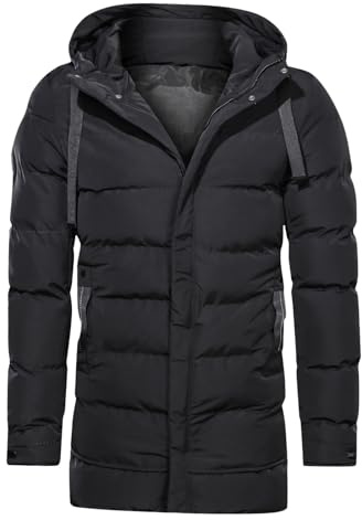 Genérico Plumas Hombre Impermeable, Anorak Hombre Invierno, con Bolsillos con Capucha Manga Larga Espesamiento Cazadora Plumas Color Sólido Casual Cómodo Abrigo Adecuado para Uso Diario