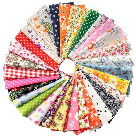 50 Pcs Fat Quarters Fabric Bundles Floral Squares Patchwork for Sewing