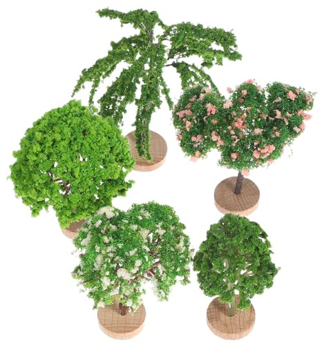 OSALADI Lot De 5 Arbres Miniatures en Plastique avec Socle Arbre Paysager Modèle Arbres Miniatures pour Dioramas Mini Sapin Décoratif pour Modélisme Ferroviaire Bricolage Et Décoration