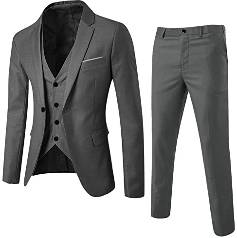 Traje de hombre Slim Fit 3 piezas moderno trajes de boda completo de negocios blazer sin mangas chaleco y pantalón clásico traje de pantalón vintage fiesta encantador conjuntos de ropa formal de un
