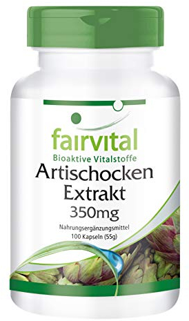 Fairvital | Artischocken Extrakt 350mg - 100 Kapseln - HOCHDOSIERT mit 2,5% Cynarin - VEGAN