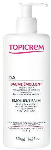 Topicrem - DA Baume Émollient - Crème Hydratante, Relipide, Nourrit & Apaise - Soin Visage et Corps pour Peaux Sensibles, Sèches, Atopiques, Bébés, Enfants & Adultes - Fabrication Française - 500 ml