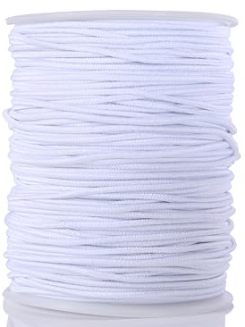 KONMAY Rubber Elastic Cord for Jewelry Making, 1 Roll 45 Meters 1.5mm White Round Stretchy String for Bracelets, Beading and Crafting