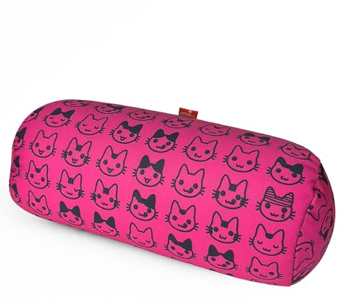 COVERBAGBCN - Cuscino Cilindrico Anti-Stress Relax | Sollievo per Cervicali e Lombari | Riempimento di Perle Confortevoli | Tessuto in Lycra Morbido al Tatto | Lavabile in Lavatrice | 35x15cm(Gattini)