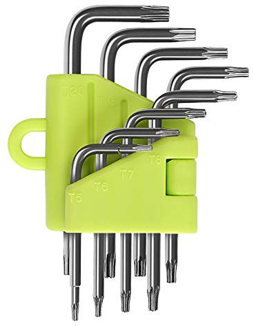 LIHAO Clés torx coudée, kit de 8 pièces clés allen T5 T6 T7 T8 T9 T10 T15 T20