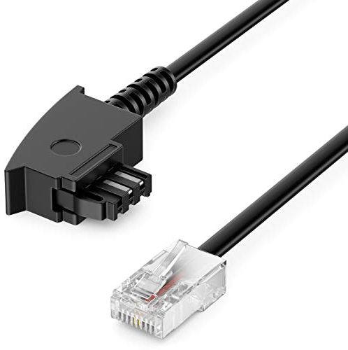 deleyCON 2m Routerkabel TAE-F auf RJ45 (8P2C) Anschlusskabel Kompatibel mit DSL ADSL VDSL Fritzbox Internet Router an Telefondose TAE - Schwarz