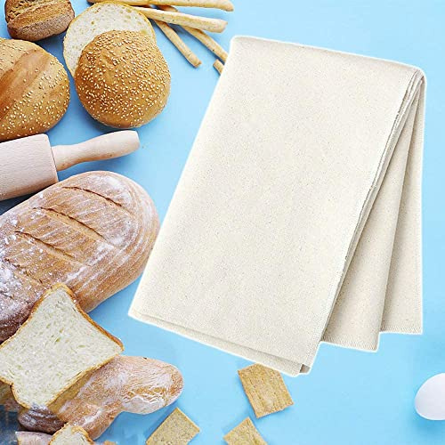 Premium Bäckerleinen teigtuch zum Brot Backen,aus100% unbehandelten Natur Leinen,Professionelles Gärtuch für Teig Baguette (90x66cm)