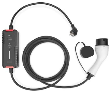 DIGITUS Laddare för elfordon - 1-fas - justerbar laddningseffekt max. 3,7 kW - typ 2-kontakt - 5 m laddkabel - läge 2 - LCD-display - Svart