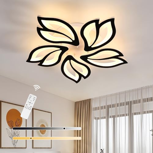 Comely Lámpara LED Regulable,45W 6000LM Creativas 5 Pétalos Plafón LED Techo en Acrílico con APP y Mando a Distancia 3000-6500K para Salón, Dormitorio