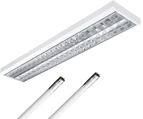 ELG Leuchten LED Rasteranbauleuchte 150cm 2-flammig inkl. 2x 17, Watt 3100lm (6200lm) (4000K) (Neutralweiß) 175 lm/W Daylight Büroleuchte Deckenleuchte Rasterleuchte optional Pendelleuchte