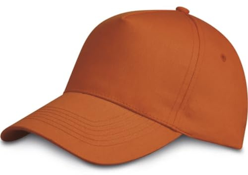Cappellino Bambino 20 Pezzi 5 Pannelli 100% Cotone con Visiera Rigida precurvata e Chiusura Regolabile con Velcro a Strappo per Gite e Campo Estivo (IT, età, Taglia Unica, Arancio)