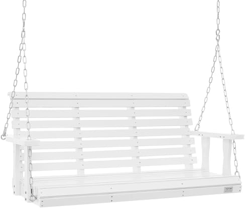 VEVOR Hollywoodschaukel Zedernholz, 1370x710x600mm, Terrassenschaukel für Hof und Garten, verbesserte Tragkraft von ca. 400 kg, robuste Schaukelstuhlbank mit Aufhängeketten für den Außenbereich, weiß