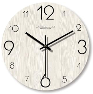 Jauhmui Reloj de pared grande, 14 pulgadas 35 cm redondo madera cuarzo reloj de pared radiocontrolado sin ruidos de tic tac para cocina, salón, habitación, oficina (03)
