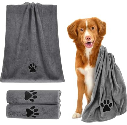 2 Stück 100X50 cmTrockentuch Hunde Hundehandtuch Große Hunde Handtuch extra saugfähig,Hundehandtuch,Hundehandtuch kleine Hunde,Hunde Bademantel,Hundehandtuch Mikrofaser,Haustier Mikrofaser Handtücher