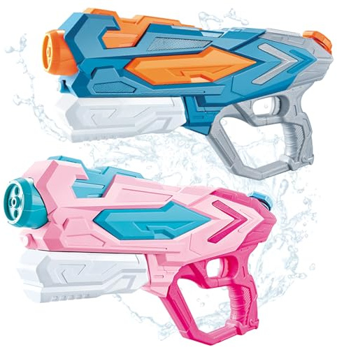 BUOAZR 2 Pcs Pistolet à Eau, avec 900ml de Haute Capacité et Une Portée de 8 Mètres, 4 Styles de Jet, Blaster à Eau Jouet, Pistolet À Eau Puissants pour Enfants et Adultes pour Les Plein Air
