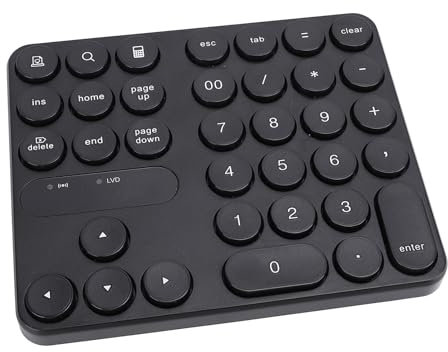Teclado Numérico Bluetooth, Teclado Numérico Inalámbrico de 35 Teclas, Teclado Numérico Portátil de Contabilidad Financiera, Alimentado por Batería, con Teclas Redondas