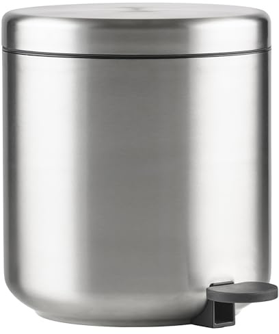 Zone Denmark Ume Mülleimer Bad, Kosmetikeimer, Treteimer mit Deckel fürs Badezimmer, mit herausnehmbarem Inneneimer und Soft-Close, Durchm. 19,5 cm, Höhe 22 cm, 4 Liter, Metall