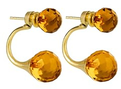 Amber by Mazukna Stud Earrings for Women - 24K Gold Plated Silver, Double Ball Design Earrings with Natural Baltic Amber Pieces, Lightweight Jewelry Gift for Everyday Elegance (Blue)