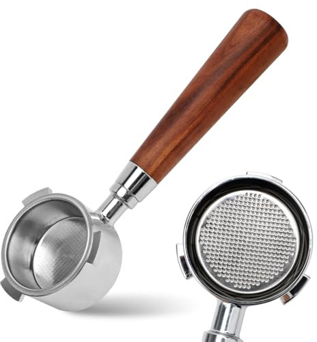 MIUUIPI Bottomless Portafilter 51 mm Compatible with DeLonghi Dedica EC680/EC685/EC885 Espresso Coffee Espresso Machines, Coffee Portafilter with 3 Ears and Wooden Handle, Stainless Steel Filter