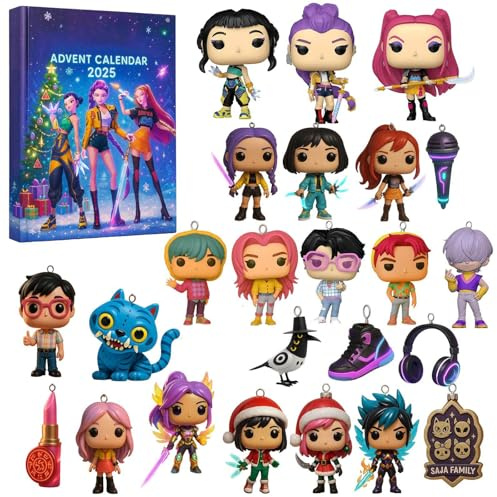 Calendrier de l'Avent KKPop 2025, Figurines Pop Collectibles, 24 Jours, Jouets et Accessoires, Décoration de Noël, 30x25x5 cm