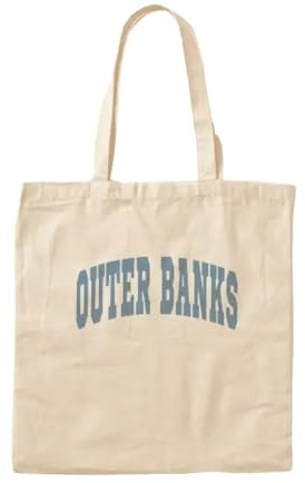 JWPPPATD Sac fourre-tout Outer Banks Varsity, motif lettrage, en toile, unisexe, fait main, pour femme, épicerie, mode, imprimé, décontracté