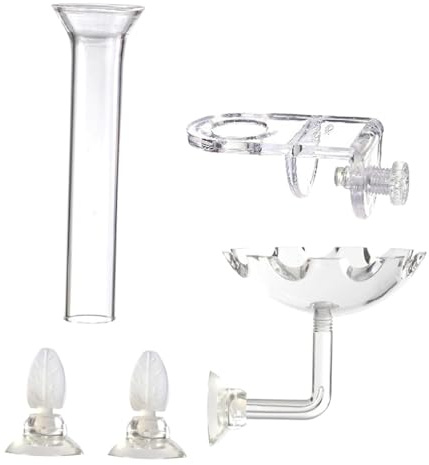SZLIFE Set di mangiatoie per Pesci e gamberetti per Acquario, impedisce la dispersione del Cibo, Installazione Semplice e Trasparente, Tubo di Alimentazione, Tubo da 28 Cm