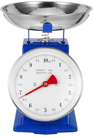 TOYANDONA Bilancia Meccanica da Cucina Retrò 10 Kg con Quadrante Grande Vassoio Staccabile in Acciaio Inox e Puntatore Regolabile per Pesatura Alimenti Verdure e Chicchi di Caffè senza