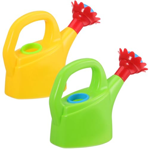 TOYANDONA Kids Watering Can: Plastic Children's Watering Can for Outdoor Gardening, Bath & Summer Beach Play, Small Chicken Water Cans for Toddlers (2 Pack, Random Color)