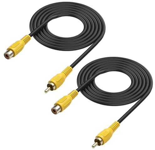 MEIRIYFA RCA Ljudförlängningskabel, förgylld RCA-kontakt till uttag förlängning AV-videokabel för hemmabio, TV, förstärkare, högtalare etc. (2 stycken, 1,5 m)