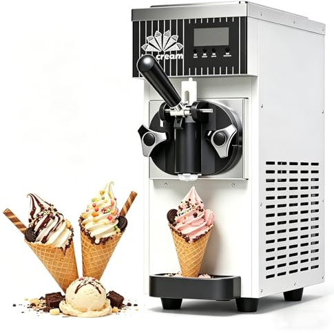 Macchina Per Gelato Soft Commerciale Da 450w, Modello Gusto Singolo Con Tramoggia Da 2,5 L E Compressore Importato Produzione Di 4-5 L/H 80-100 Coni/H Ideale Ristoranti Feste Private(White)