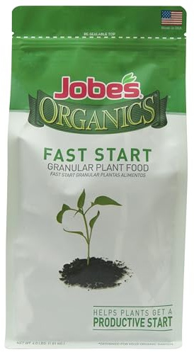 Jobe's Organics Granular Fast Start Planting Fertilizer, Organic Fertilizer for Transplants, Seedlings, and New Growth, 4 lbs Bag