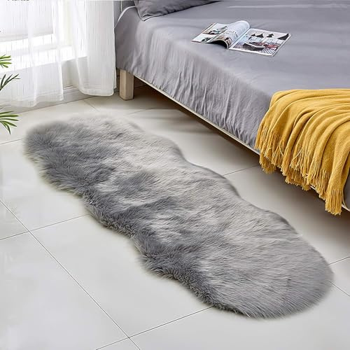 Reestboo Faux Lammskinn Fuskpäls Dekorativ Päls i Supermjukt Lammskinnsimitation matta Långhårig Päls Utseende Imitation Ull Sängmatta Sofamatta För Sovrum Barnrum