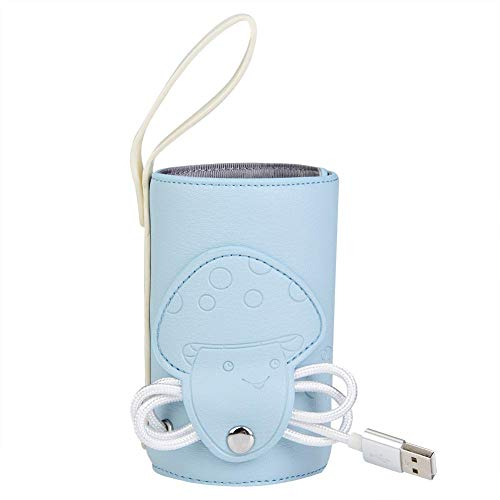 USB-Flaschenwärmer-Heizung, tragbare Baby-Milchflaschenwärmer-Tasche USB-Heizisolationsbeutel mit Thermostat für die Heimreise ins Freie(Blau)