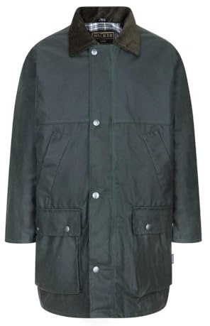 Walker and Hawkes - Hudson - Chaqueta Acolchada Encerada para niño - Verde Oliva - UK 20 (Age 2/3)