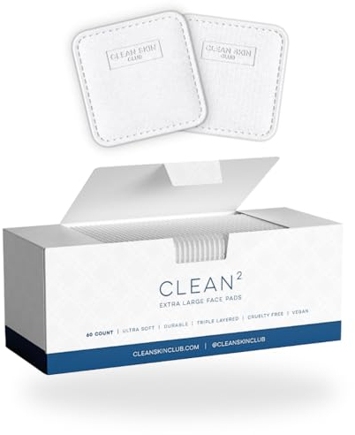 Clean Skin Club Clean² Pads 2.0[NEUE & VERBESSERTE RÄNDE]Garantiert nicht reißende Gesichtspads,einzigartige Dreifachschichten,ultraweiche Seite,biologische Einweg-Baumwolle,Paar mit Make-up-Entferner