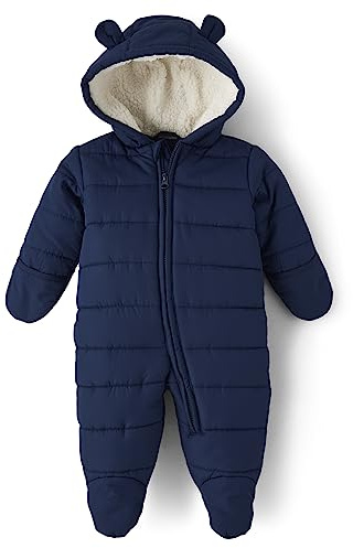The Children's Place,and Newborn Fleece Hoodie Zip-front Snowsuit Bunting,TIDAL,9-12 MONTHS