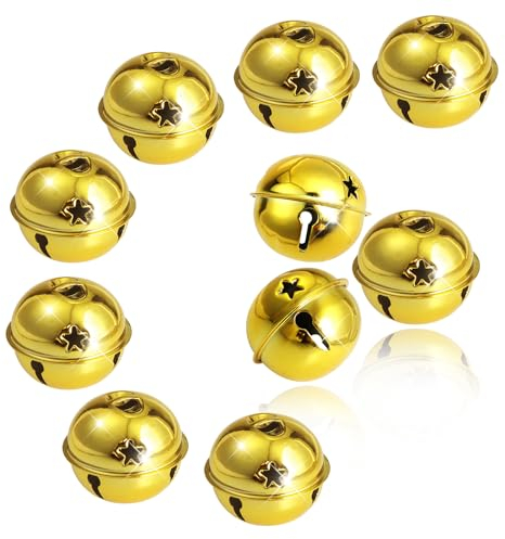 TOAOB 10 Stück Weihnachtsglocken 5 cm Gold Große Glocken Metallglocken für Weihnachtsdekoration Hochzeit Geburtstag Party Dekoration Dekoration Dekoration
