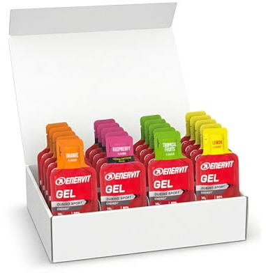 Enervit, Gel Energetico con Vitamine, Confezione Assortita da 20 Gel, 20g di Carboidrati, Adatti Durante Attività Sportiva di Lunga Durata, Alta Densità Energetica, Vegan, Senza Glutine, Pack da 25ml