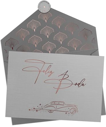 Joli Coon Tarjeta felicitacion boda - Feliz boda - Tarjeta felicitacion con sobre y un sello de cera