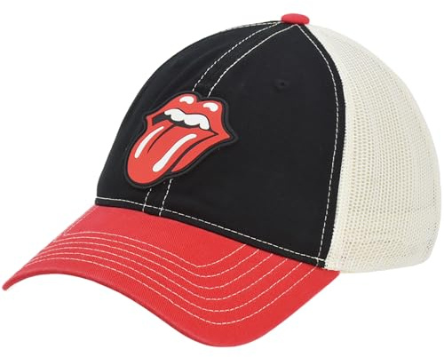 The Rolling Stones Men's Trucker Hat, Lips Logo Adjustable Snapback Baseball Cap with Curved Brim, Multi, One Size
