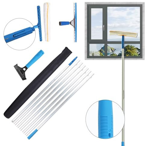 MQZHUK Nettoyeur Vitre,Nettoyeur De Raclette Vite,Raclette à Vitre Professionnelle35cm, Applicateur d'eau en Peluche épaissie 35cm,pour Fenêtres/Voiture (7m)