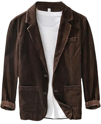 LIUYUYOUGO Americana Hombre Casual, Chaquetas para Hombre Elegante Blazer Casual De Pana De Algodón Chaquetas Abrigo Holgado Dos Botones Abrigo Deportivo Ligero Chaqueta De Traje De Trabajo con Sol