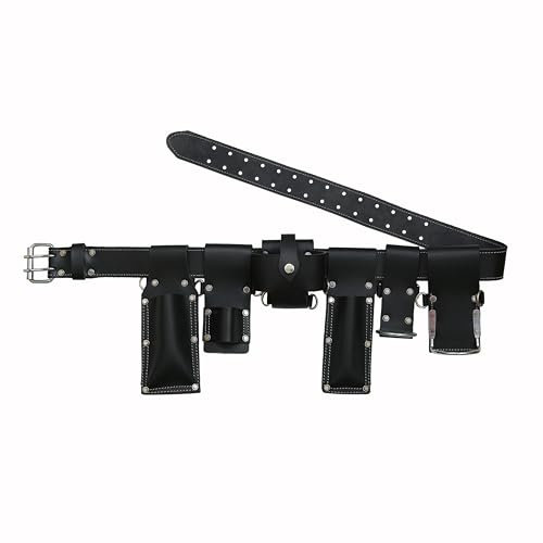 Ceinture à outils professionnelle 7 en 1 en cuir, étui multi-usages pour échafaudage, électrique, menuiserie, noir
