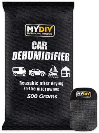 MY DIY Reusable Car Dehumidifier 500 Gram with Non-Slip Dashboard Mat - Portable Car Moisture Absorber Bag Reduces Moisture, Damp, & Condensation on Windscreens Ideal for Cars, Caravans, Boats & Home