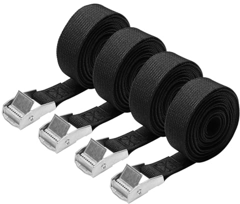 Samamoca 4 Stück 3M Spanngurt Kurz,Verstellbare Zurrgurt Mit Klemmschloss, Zurrgurt Kurz,Gurte Zum Befestigen,Spanngurte Mit Klemmschloss,Gurt Für Gepäckpakete, Transport, Fracht, Camping(Schwarz)