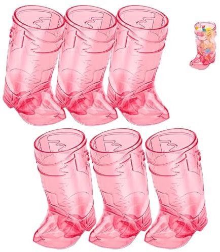Molygar 6Pcs Mini Cute Cowboy Boot Shot Glasses, 1oz Plastic Shot Glasses for Party, Western Theme Party Decor